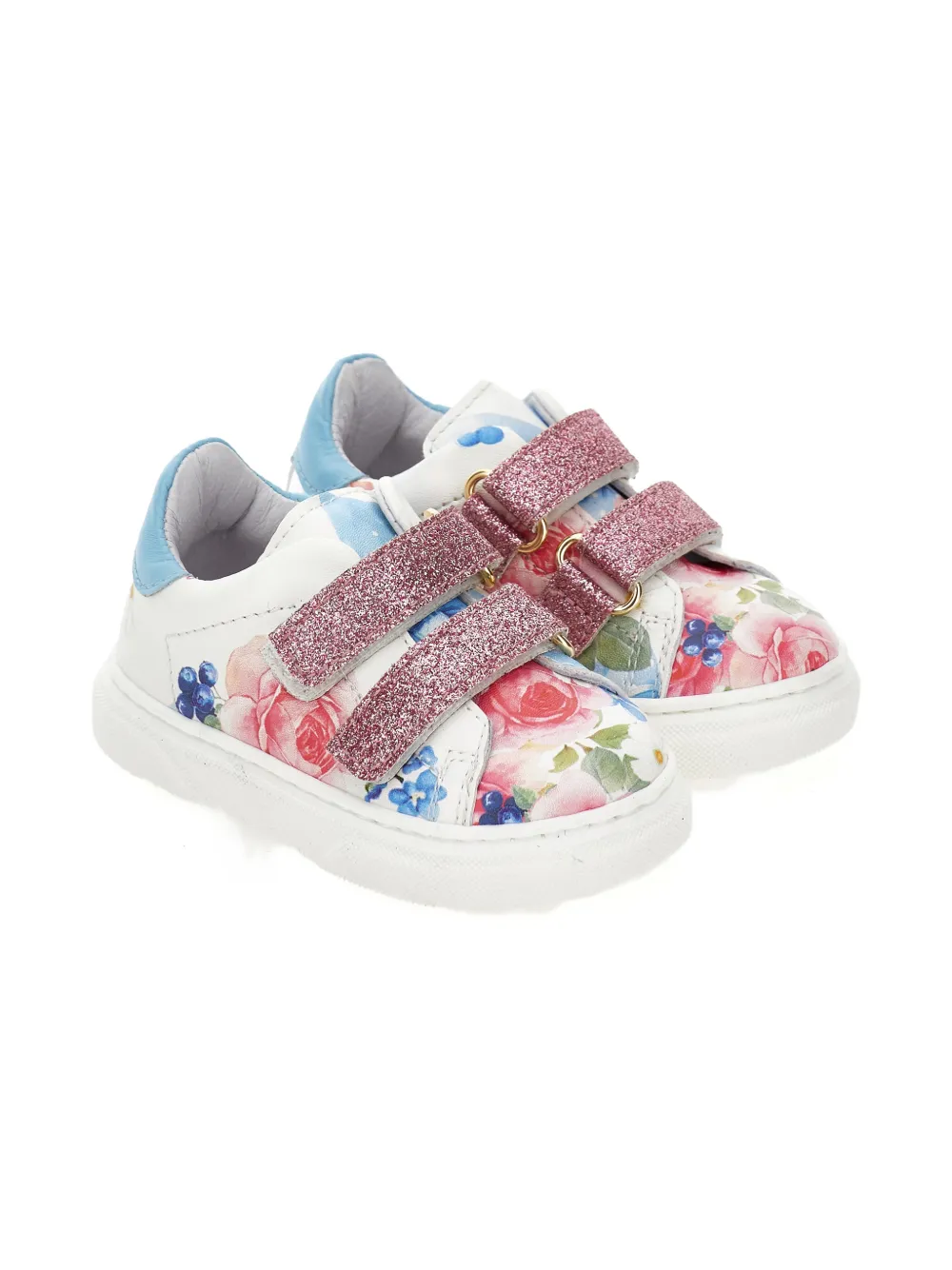 Monnalisa Sneakers a fiori con glitter - Bianco