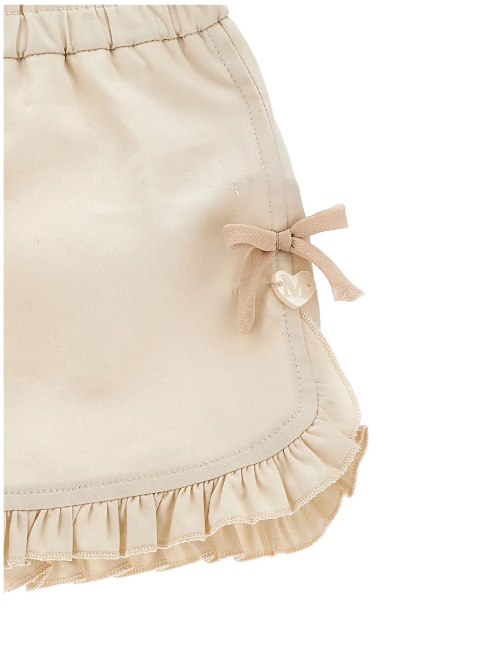  Monnalisa Ruffled-trim Bow-detail Shorts - Neutrals 