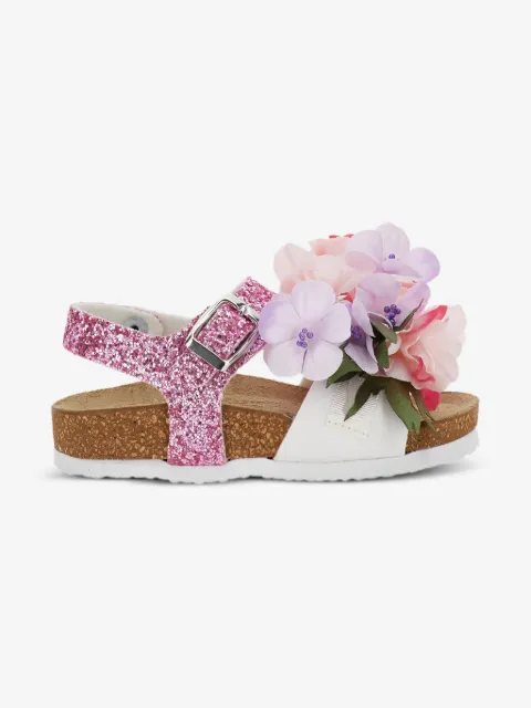 Monnalisa glitter floral sandals