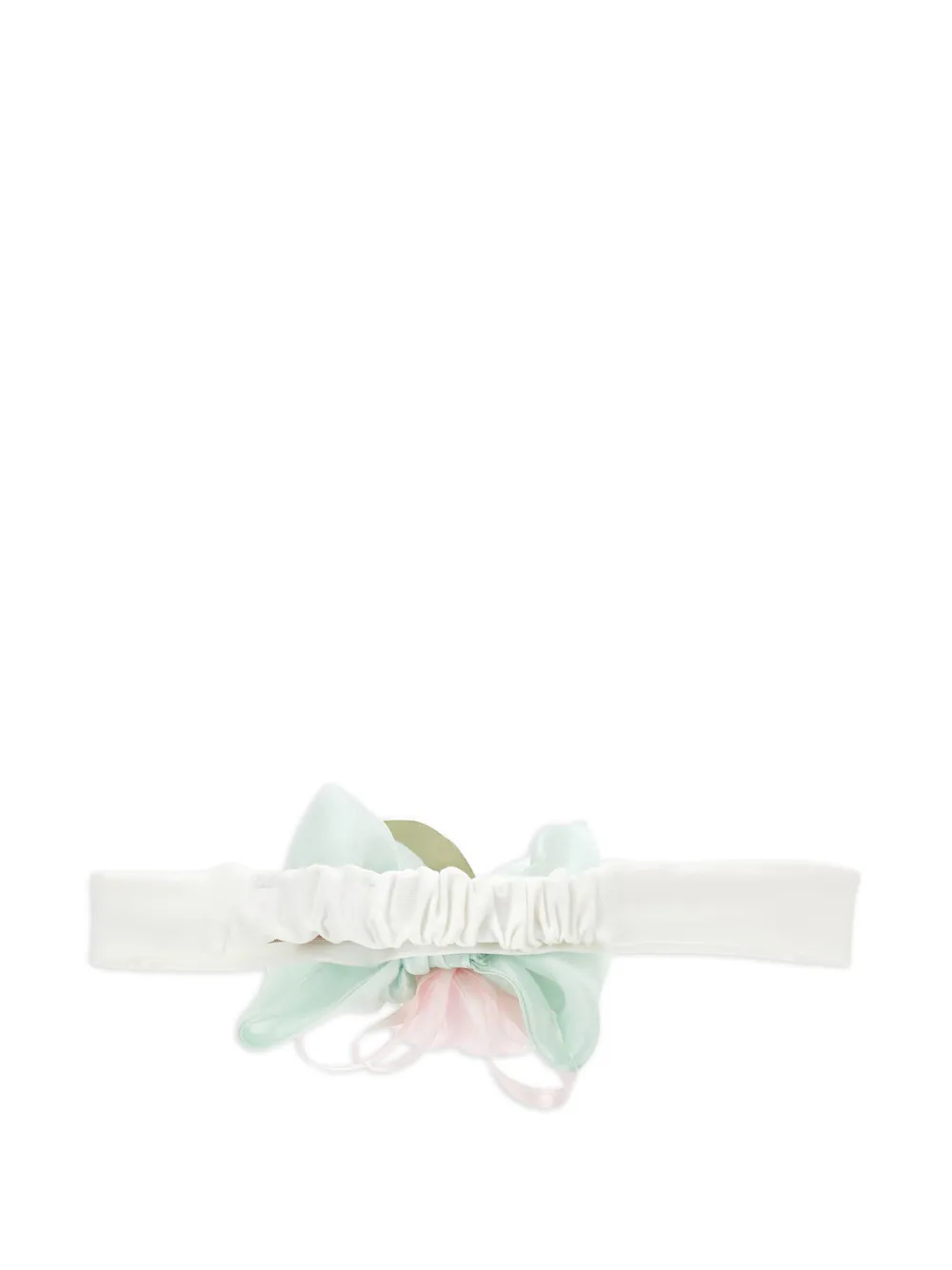 Monnalisa Haarband met strik en bloemen - Wit