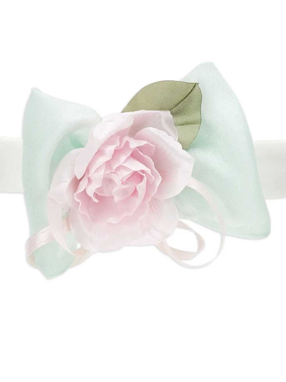 Monnalisa Haarband met strik en bloemen Wit
