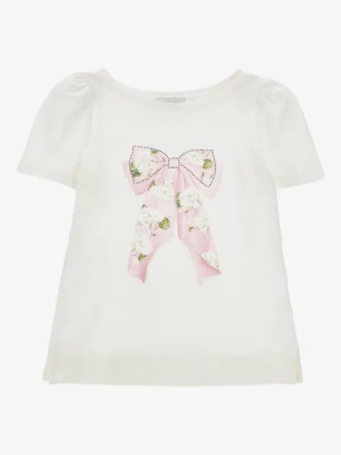 Monnalisa bow-floral-print T-shirt