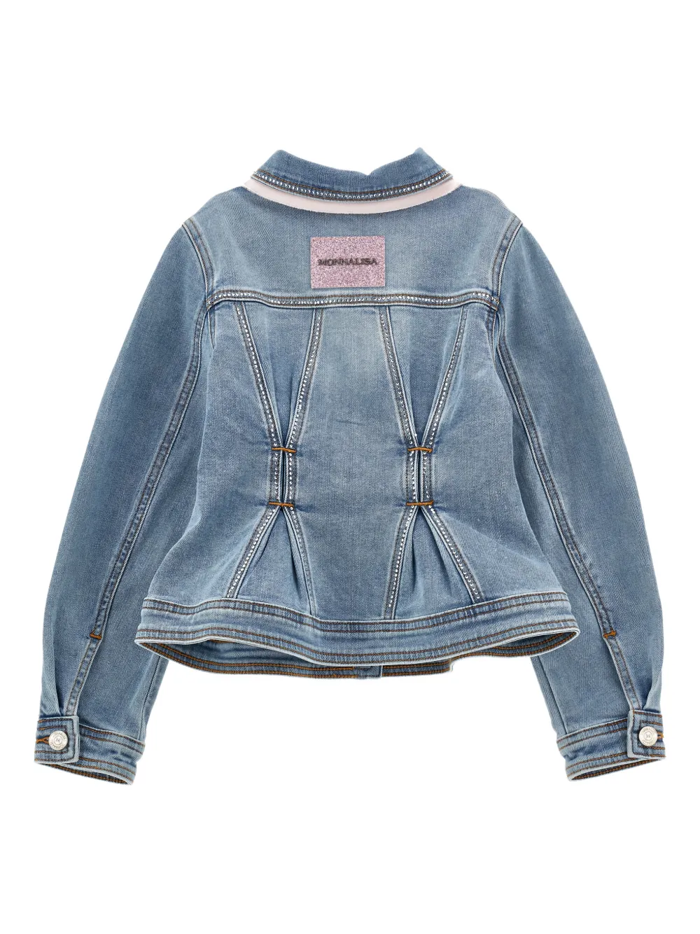  Monnalisa Crystal-embellished Denim Jacket - Blue 