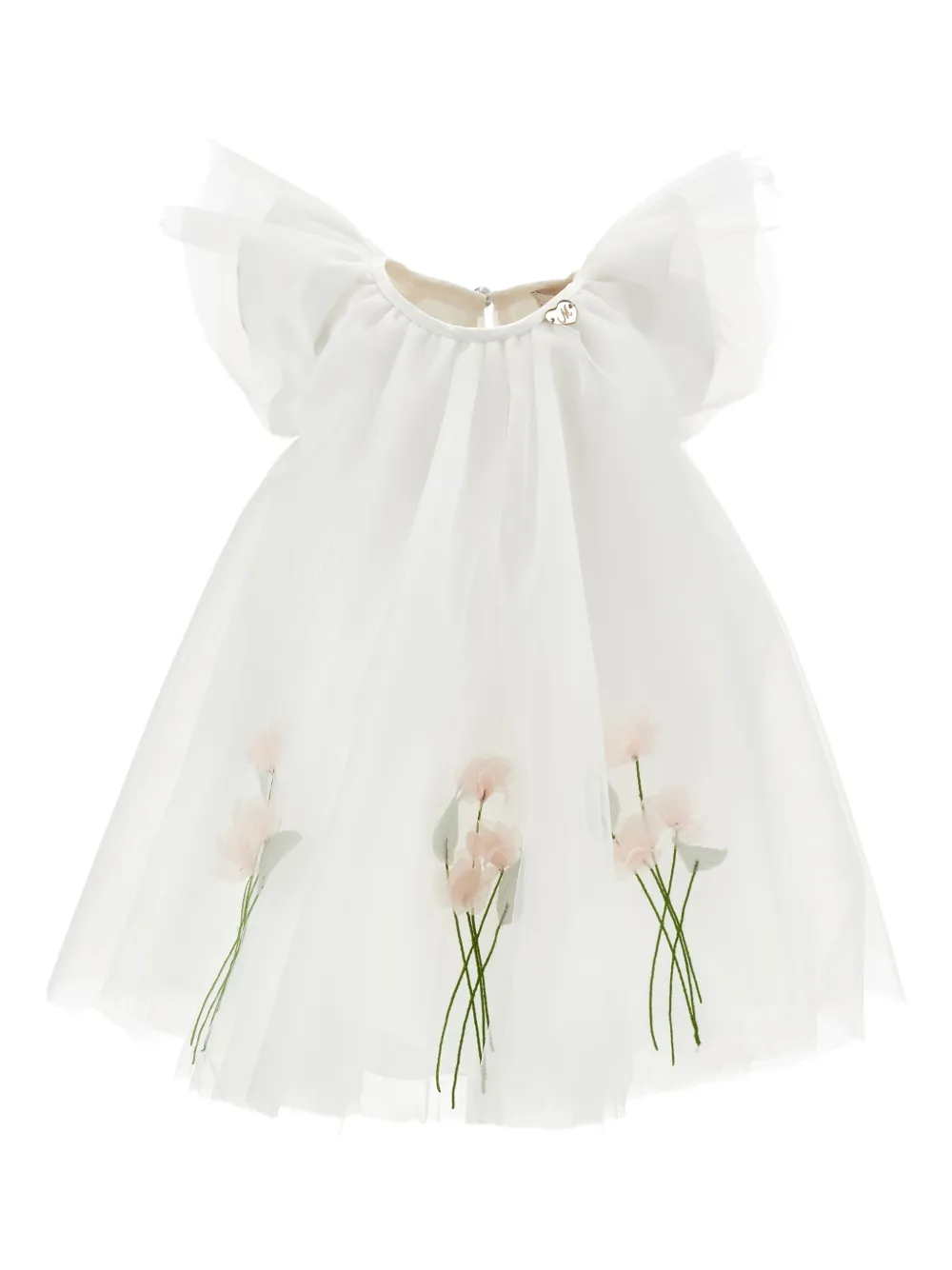 Monnalisa Abito a fiori con ruches - Bianco