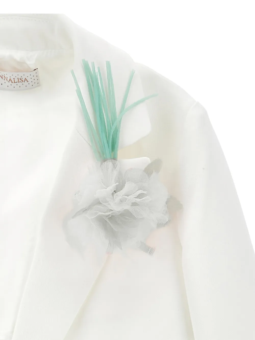  Monnalisa Flower-appliqué Blazer - White 