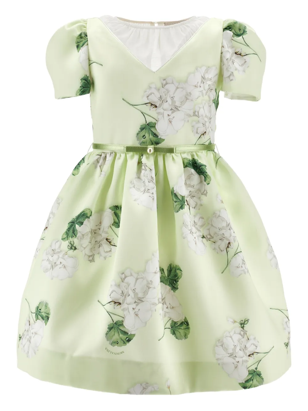 Monnalisa Abito a fiori con cintura - Verde