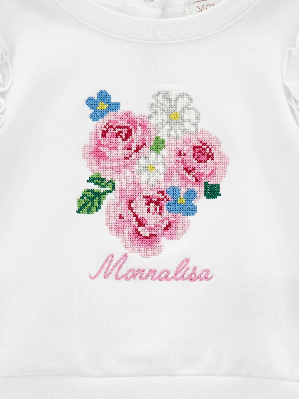  Monnalisa Floral-embroidered Sweatshirt - White 
