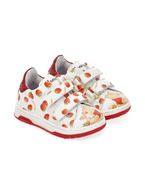 Monnalisa strawberry-print glitter sneakers 