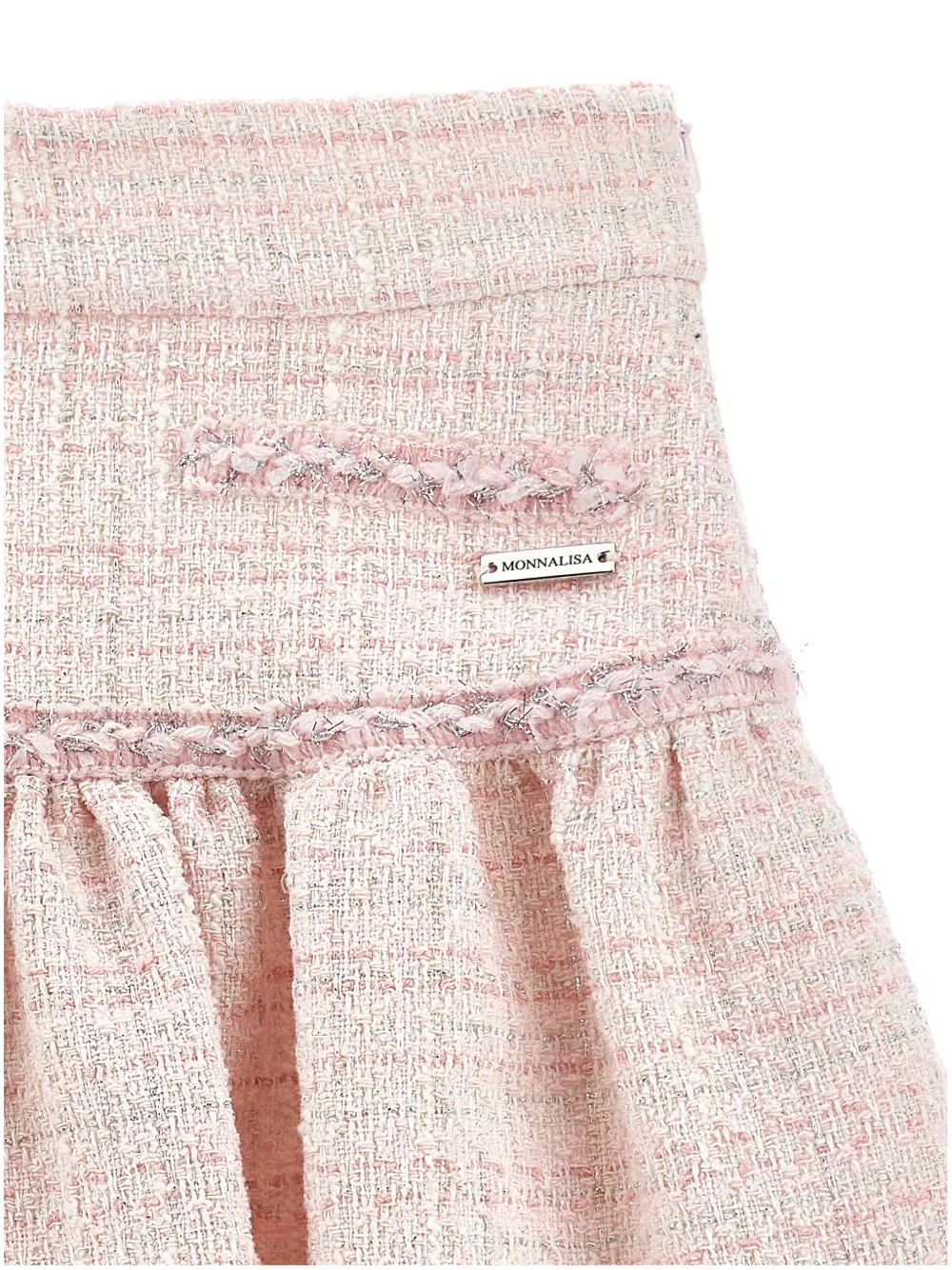 Monnalisa Tweed mini-rok met ruches Roze