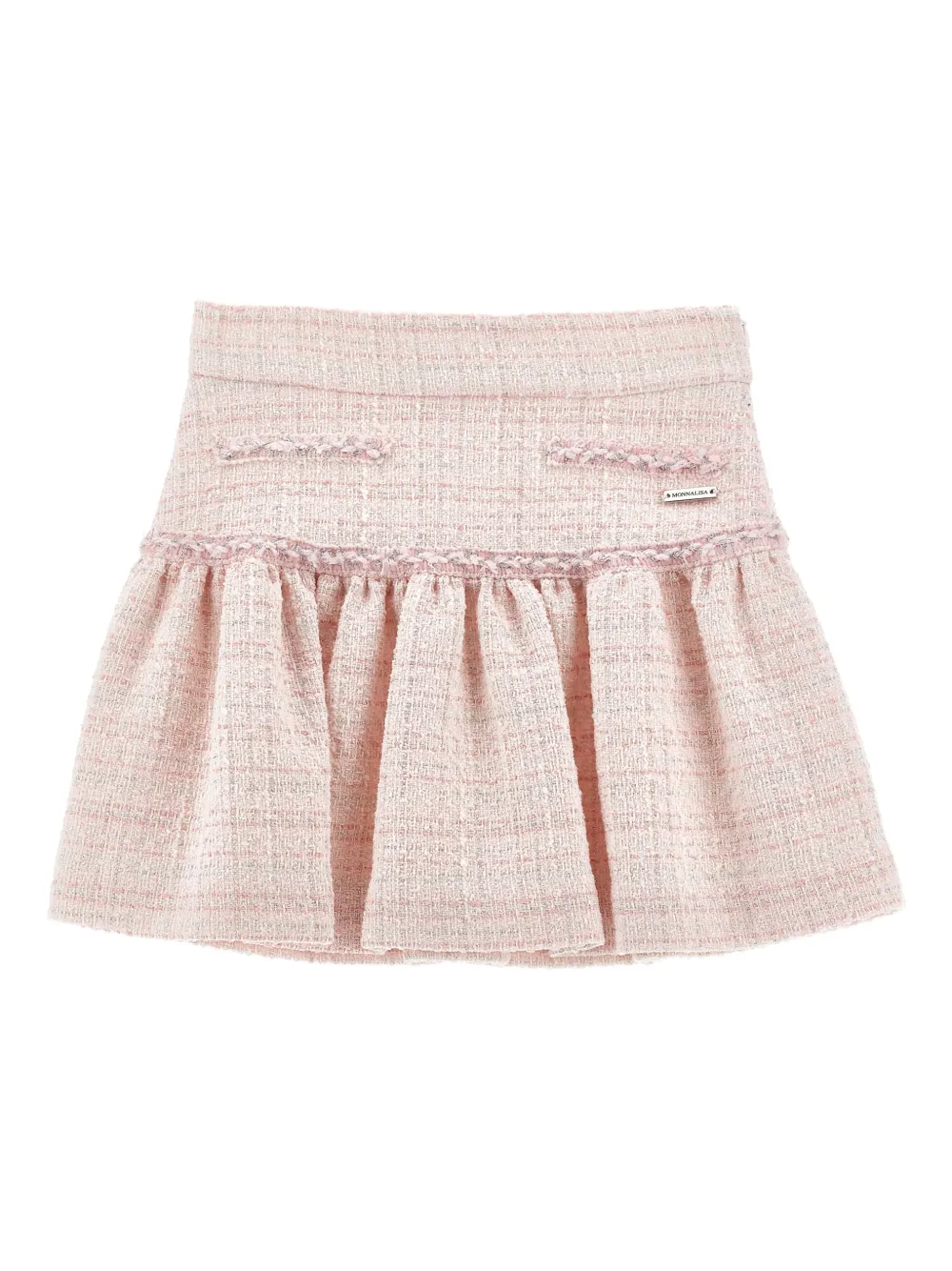 Monnalisa ruffled tweed mini skirt - Pink