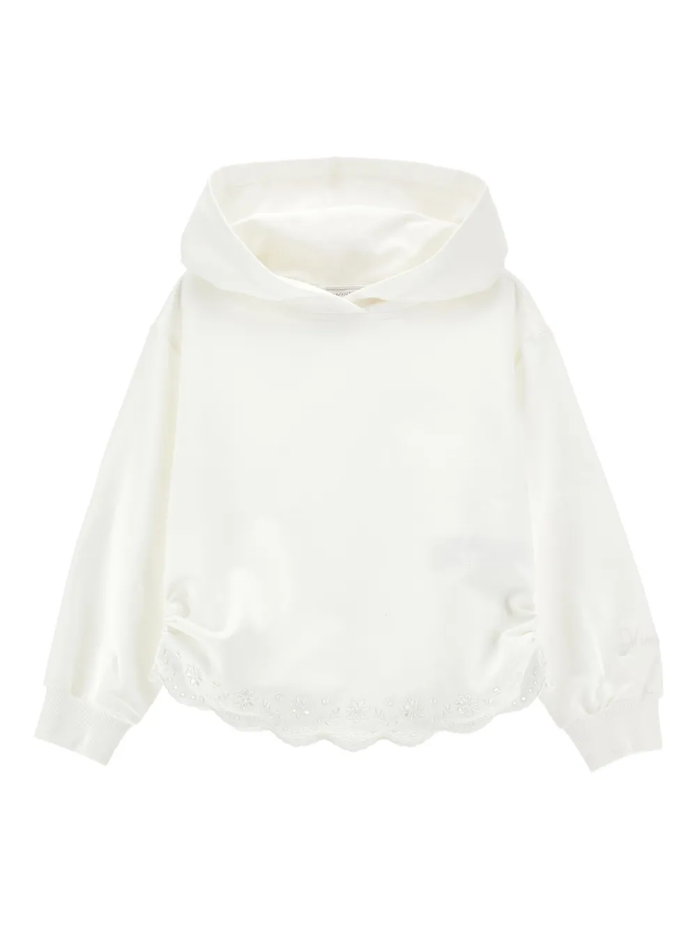 Monnalisa Top met capuchon en gewelfde zoom Wit