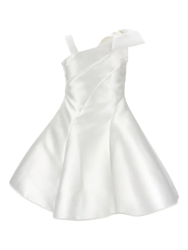 one shoulder bow dress white Tiffany One-Shoulder Bow Dress White