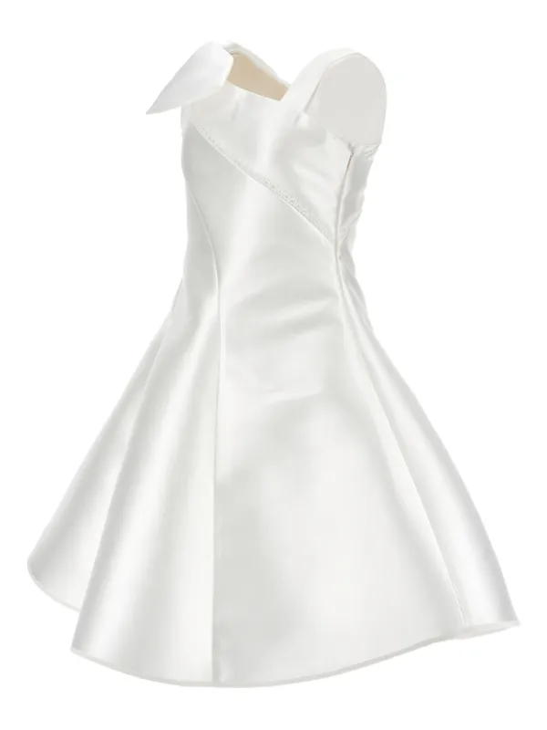 strapless open back dress One-Shoulder Mini Satin Bridal Dress Bow Side Overskirt Colors 3950 – The  Dress Outlet main image 0