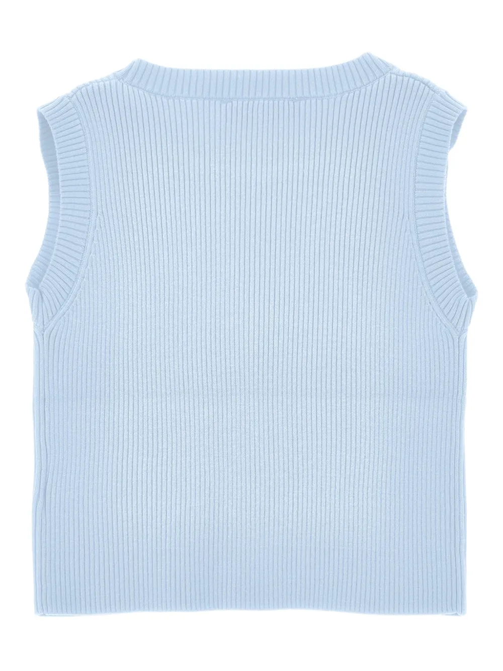 Monnalisa Geribbelde top met logoplakkaat Blauw