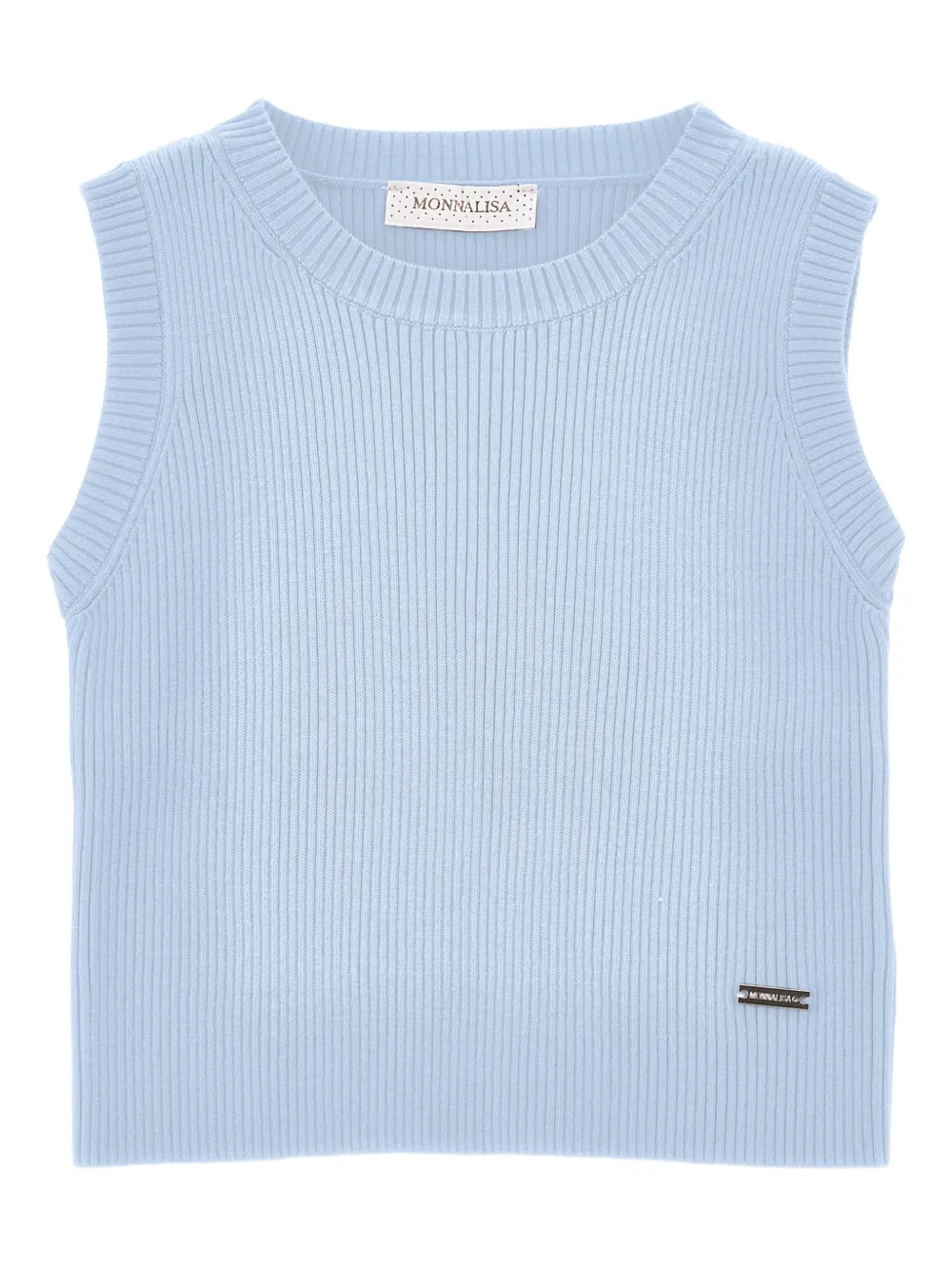 Monnalisa Top a coste con placca logo - Blu