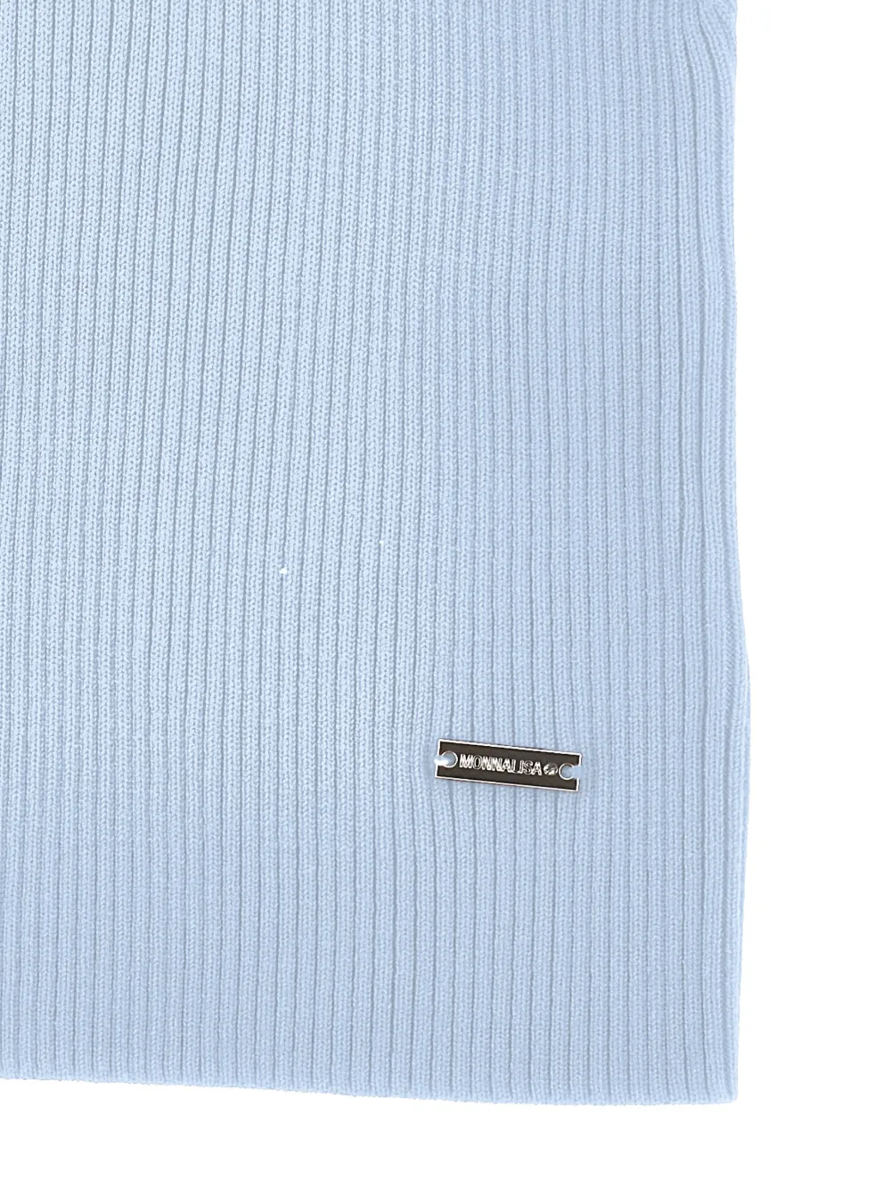 Monnalisa Geribbelde top met logoplakkaat Blauw
