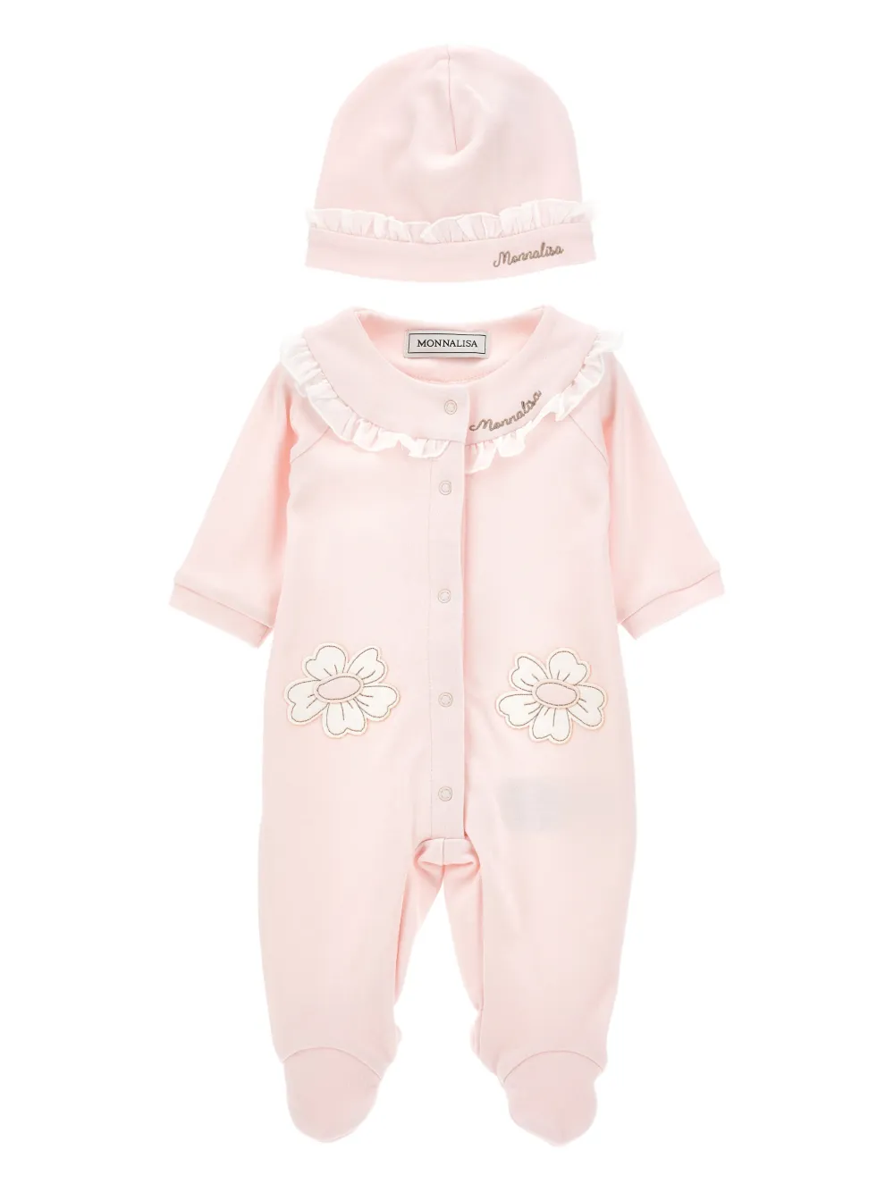 Monnalisa Strampler-Set mit Rüschendetail - Rosa