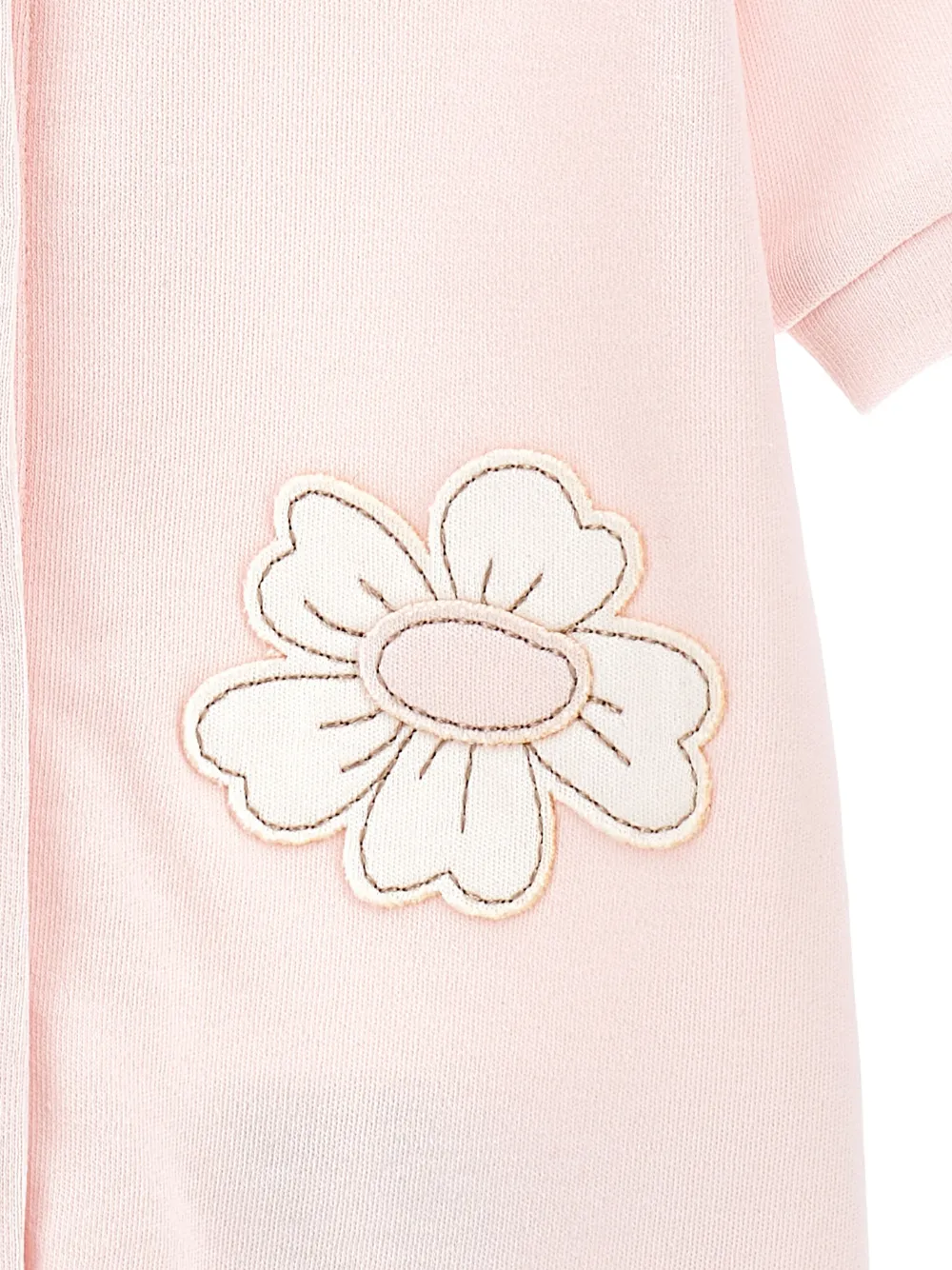 Monnalisa Romperset met bloemen-patch en ruches Roze