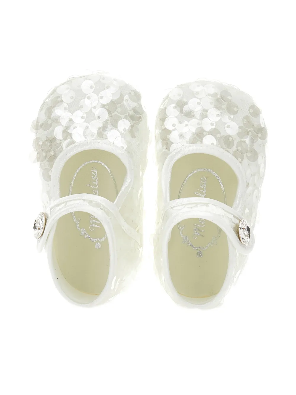 Monnalisa Slofjes verfraaid met pailletten en knopen Wit