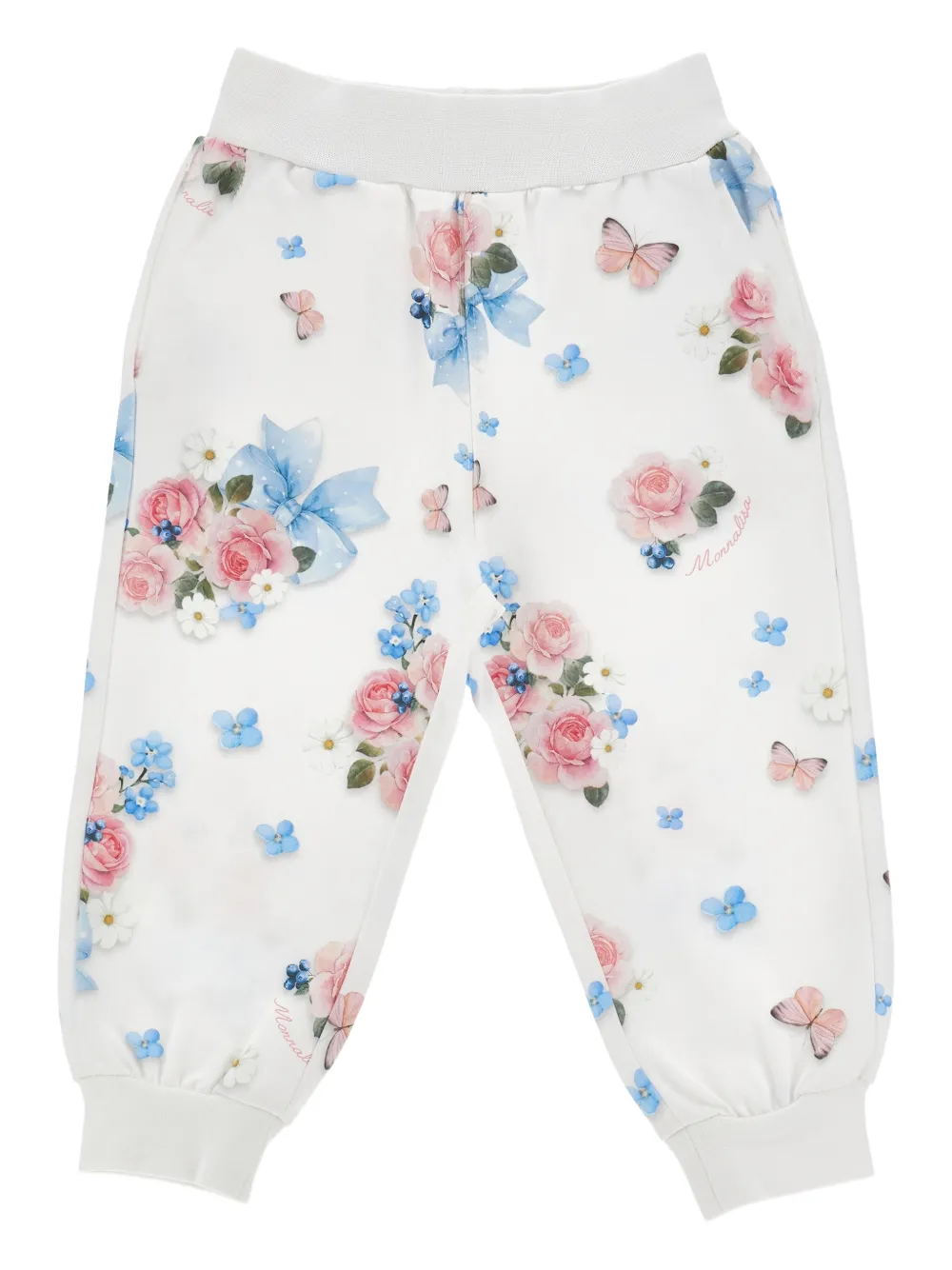 Monnalisa floral print baby trousers - Bianco