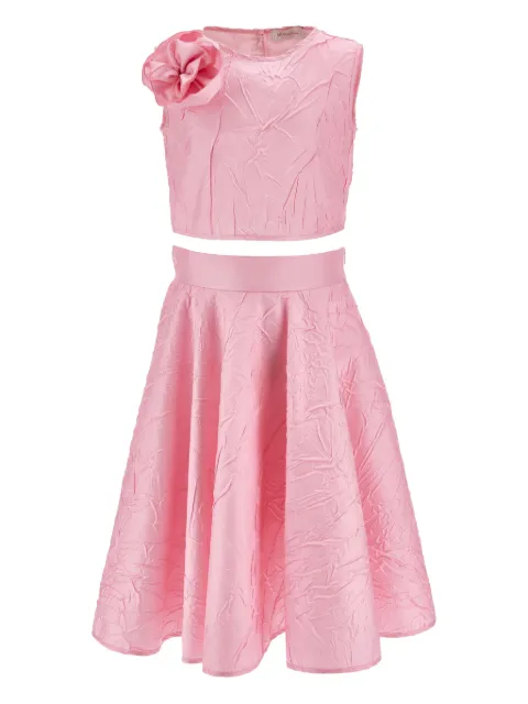 Monnalisa flower-appliqué skirt set