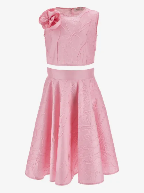 Monnalisa flower-appliqué skirt set