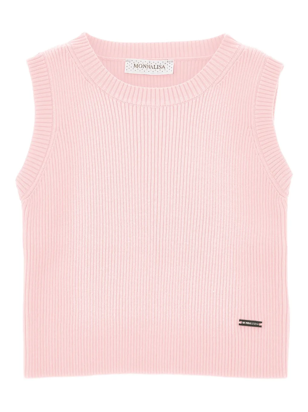 Monnalisa Top smanicato con placca logo - Rosa