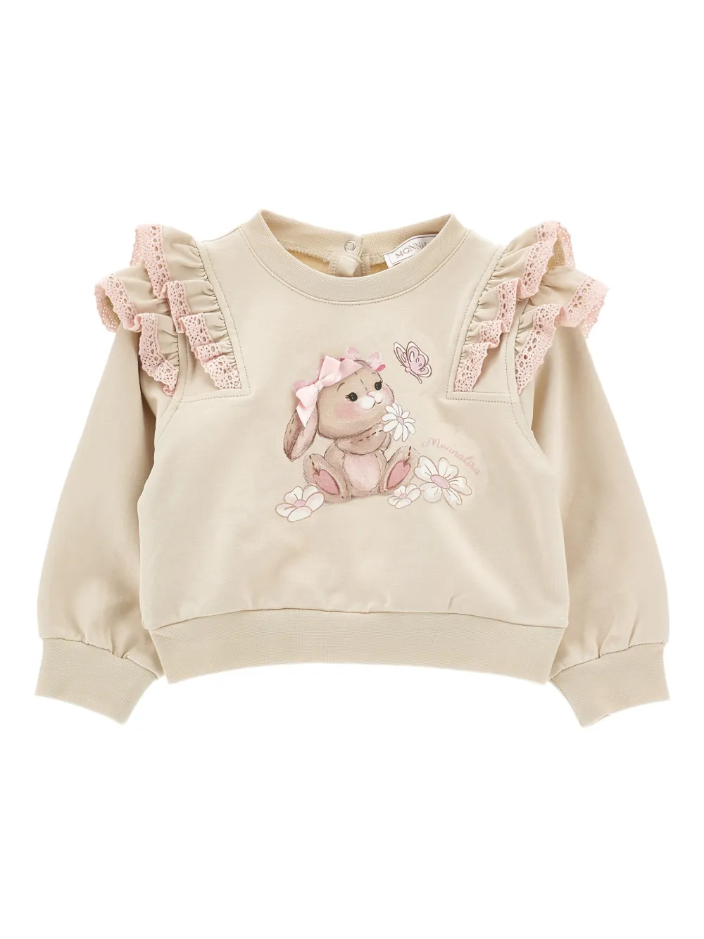Monnalisa Felpa con stampa coniglio - Toni neutri