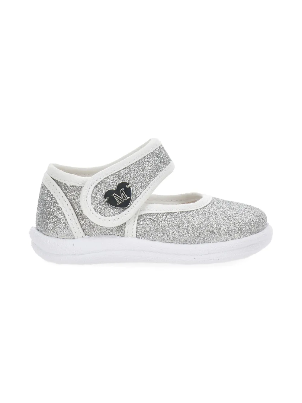 Monnalisa Glitter ballerina's met hartapplicatie Zilver