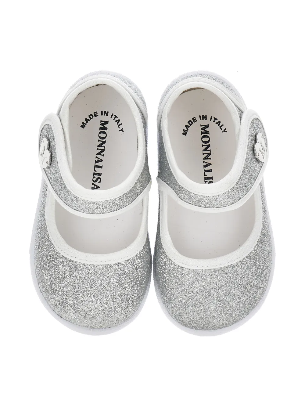 Monnalisa Glitter ballerina's met hartapplicatie Zilver