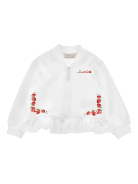 Monnalisa chamarra con fresas estampadas y volantes