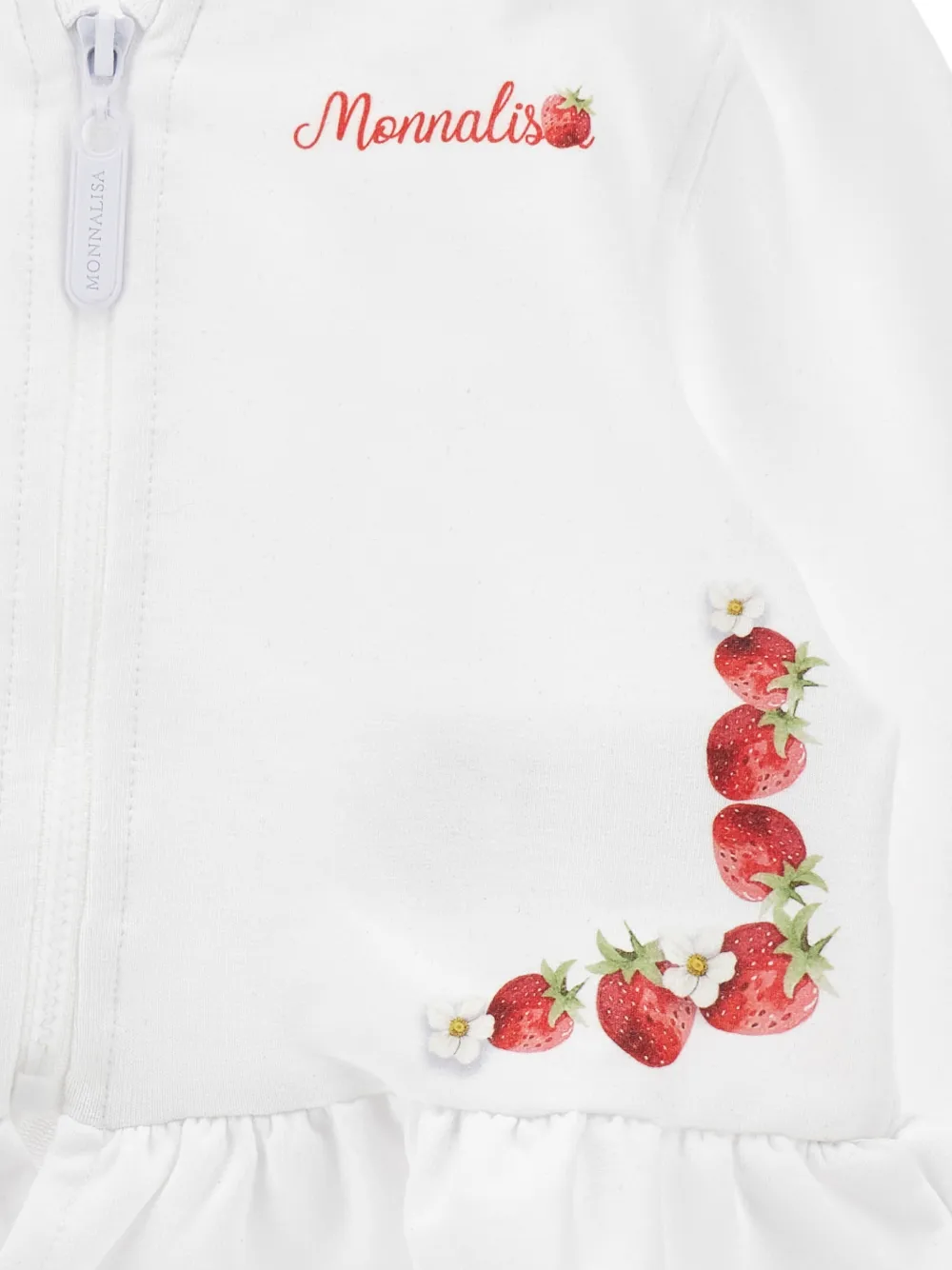 Monnalisa Jack met aardbeiprint en ruches Wit