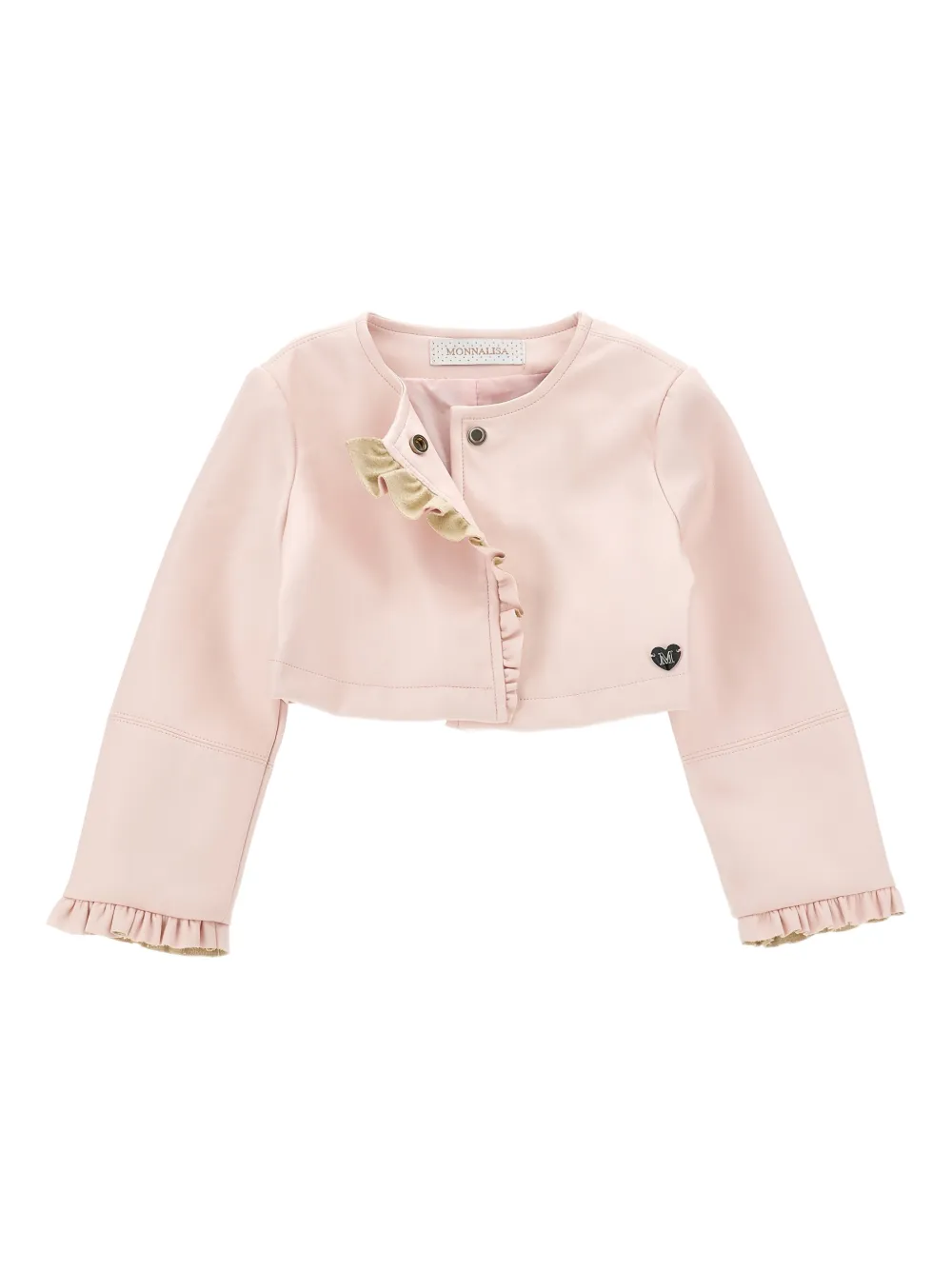 Monnalisa Jack met ruches en hartprint Roze