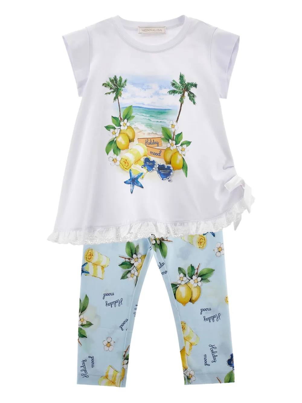Monnalisa Set top e pantaloni con stampa grafica - Blu