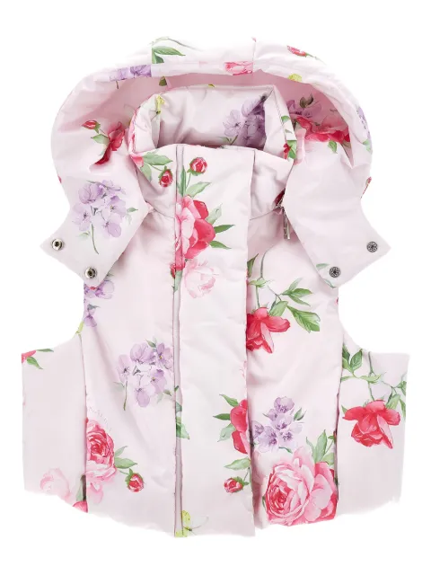 Monnalisa floral-motif hooded gilet