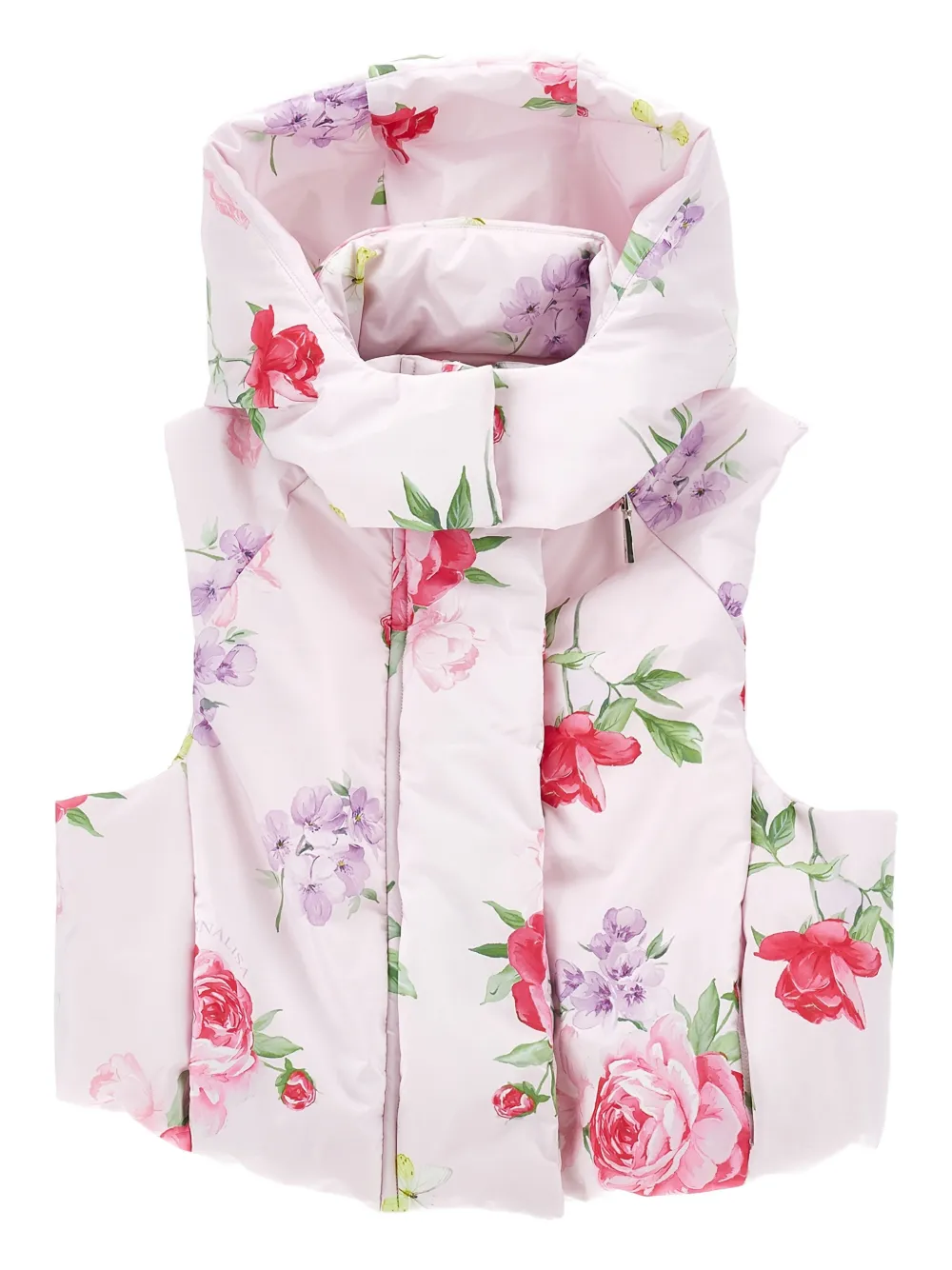 Monnalisa Gilet met bloemenprint en capuchon Roze