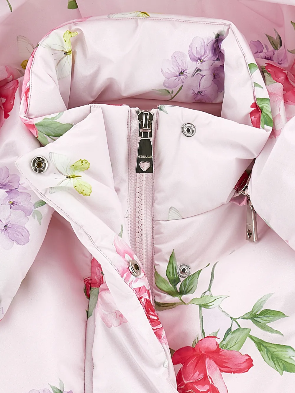 Monnalisa Gilet met bloemenprint en capuchon Roze