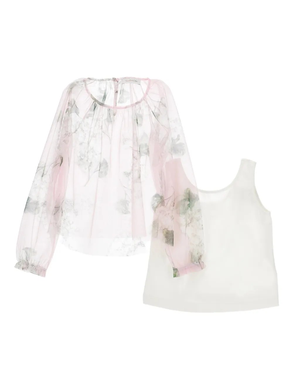Monnalisa blouse en soie à fleurs | rose | Image 1