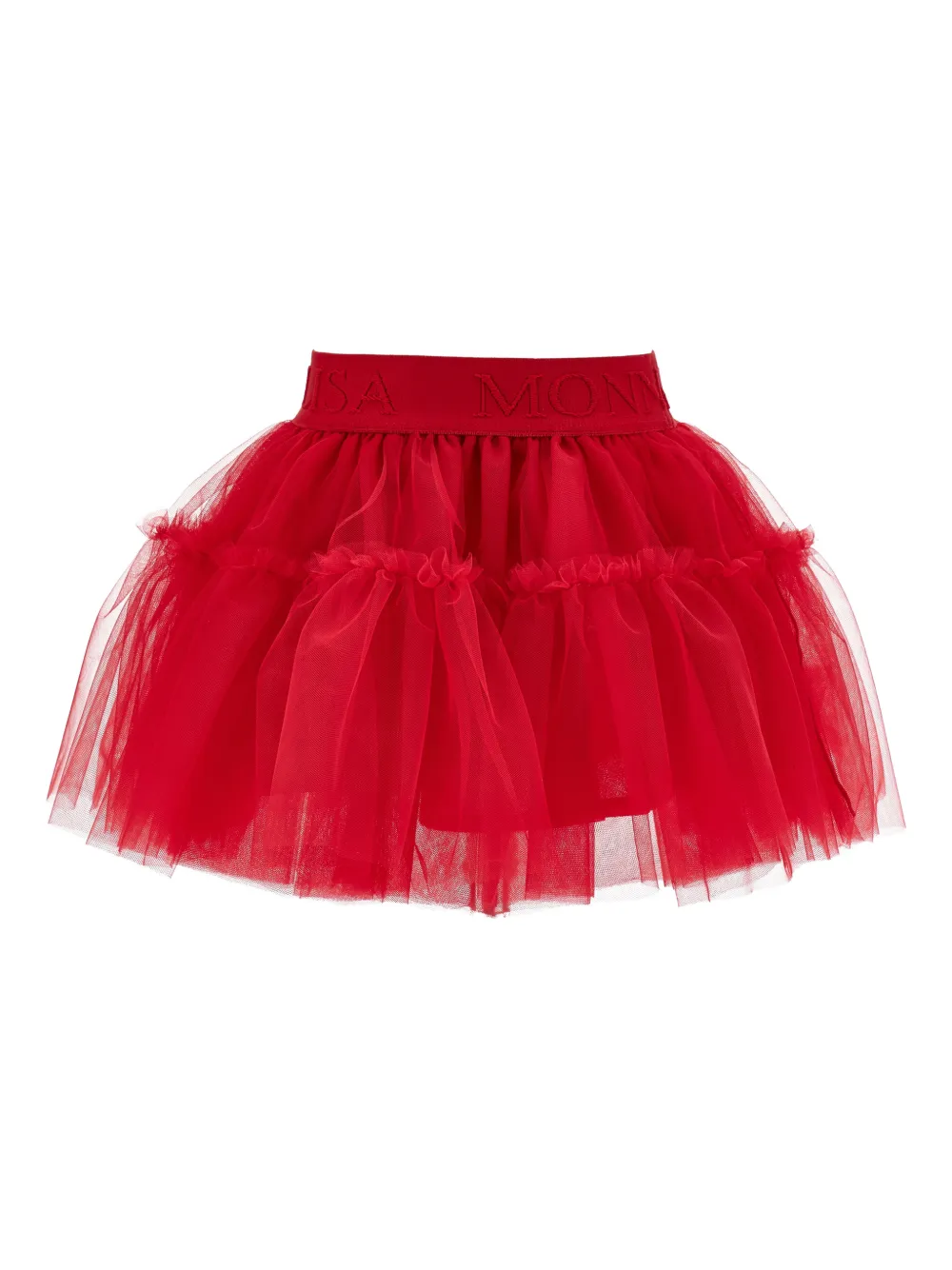Monnalisa Rok met ruches en logoband - Rood