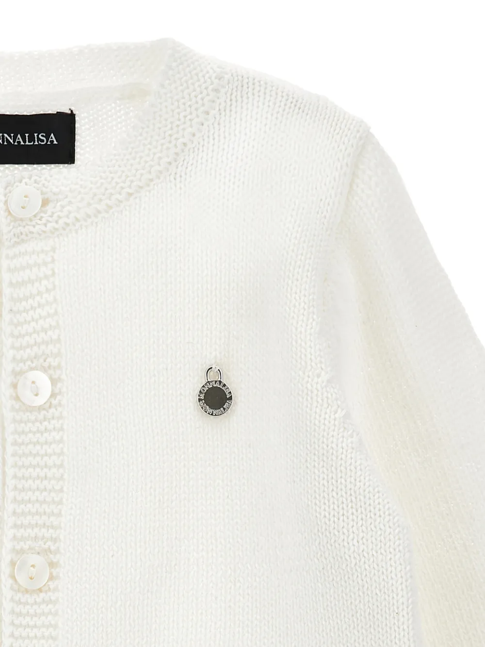 Monnalisa Buttoned Embellished Cardigan - White 