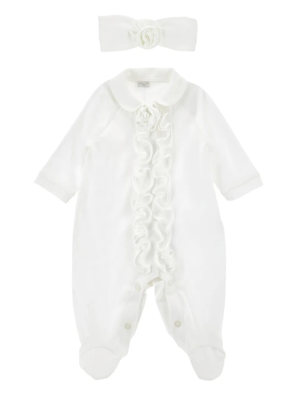 Monnalisa Gerüschtes Strampler-Set mit Blumendetail - Weiß
