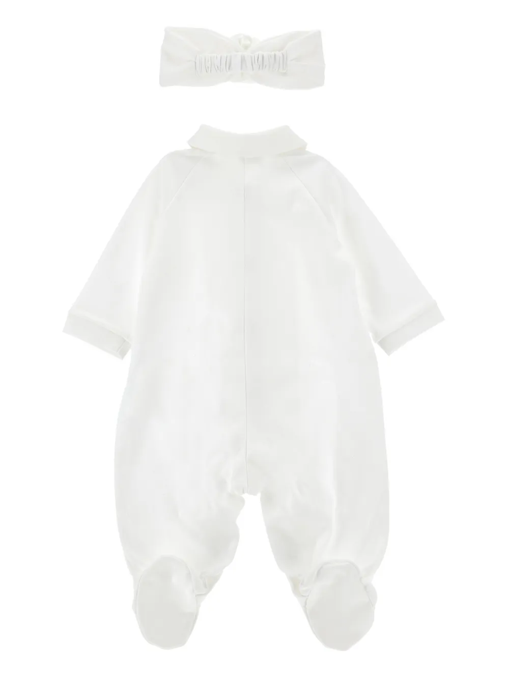 Monnalisa Romper met ruches en bloemdetail Wit