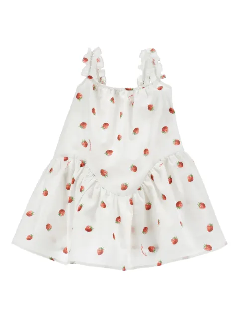 Monnalisa ruffled strawberry-print dress