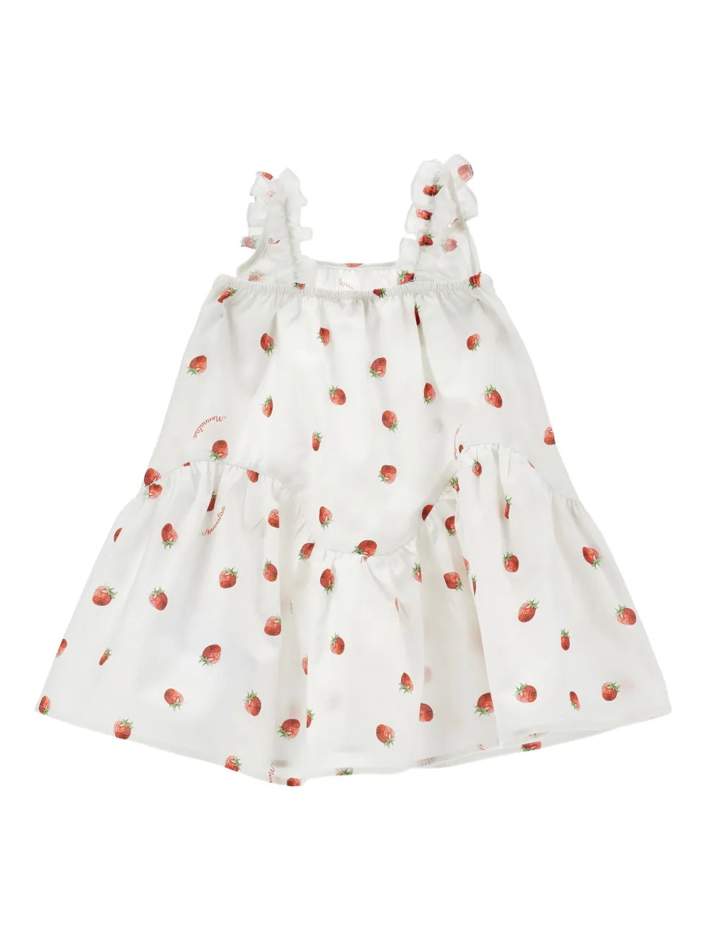 Monnalisa Jurk met aardbeiprint en ruches Wit