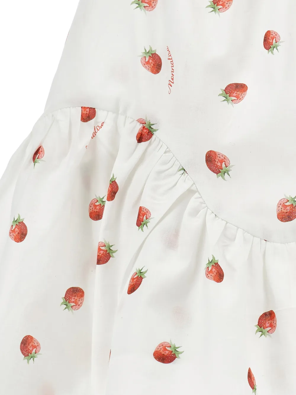 Monnalisa Jurk met aardbeiprint en ruches Wit