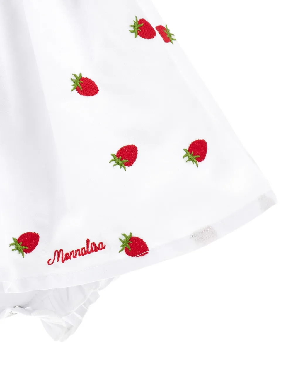 Monnalisa Jurk met geborduurde aardbei Wit