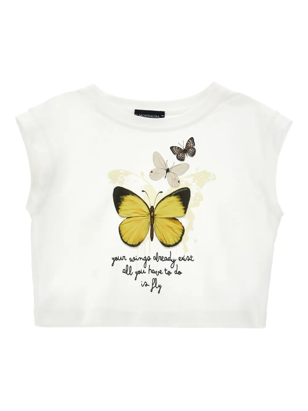 Monnalisa T-shirt con stampa farfalla - Bianco