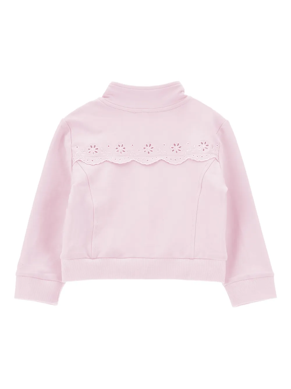  Monnalisa Sweat Zippé à Fleurs Brodées - Rose 