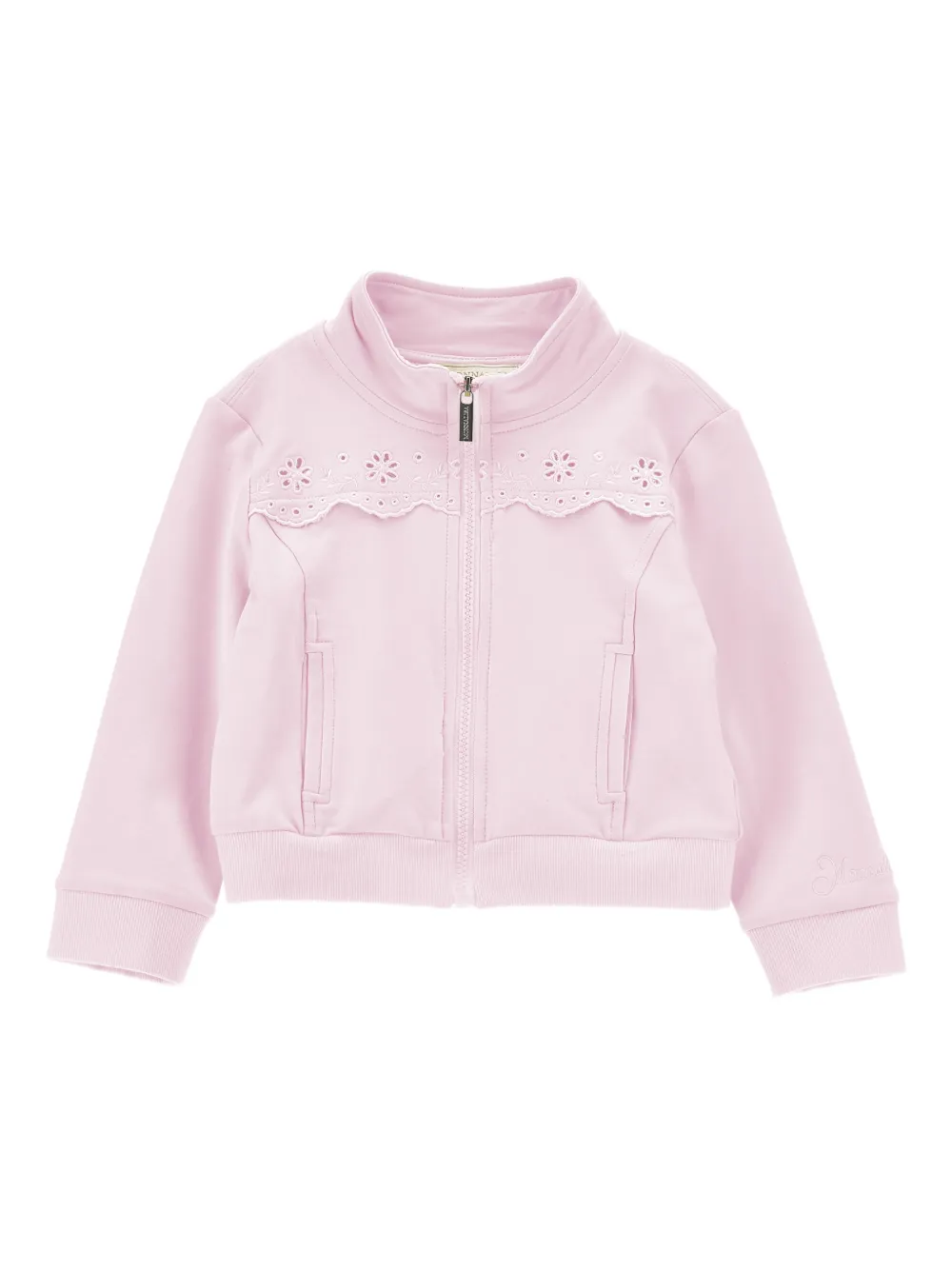 Monnalisa Felpa con ricamo a fiori - Rosa