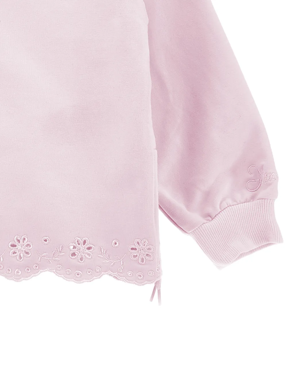  Monnalisa Ribbed-cuffs Hoodie - Pink 
